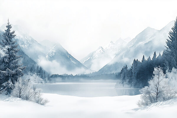 Lake surrounded by snow and mountains Lake surrounded by snow and mountains