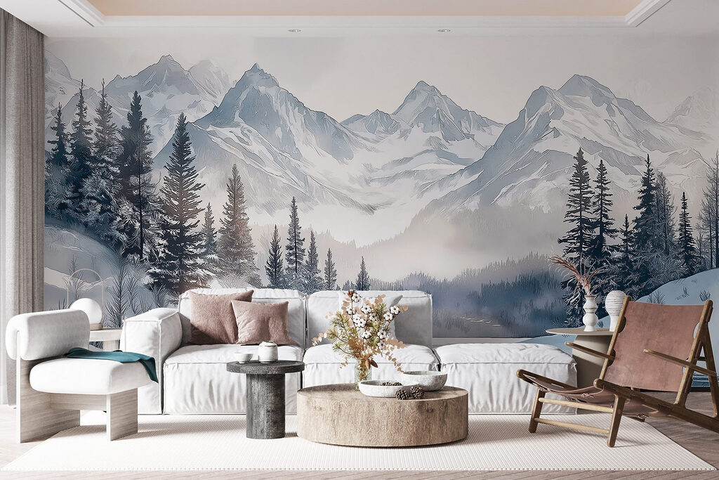 Lake surrounded by snow and mountains