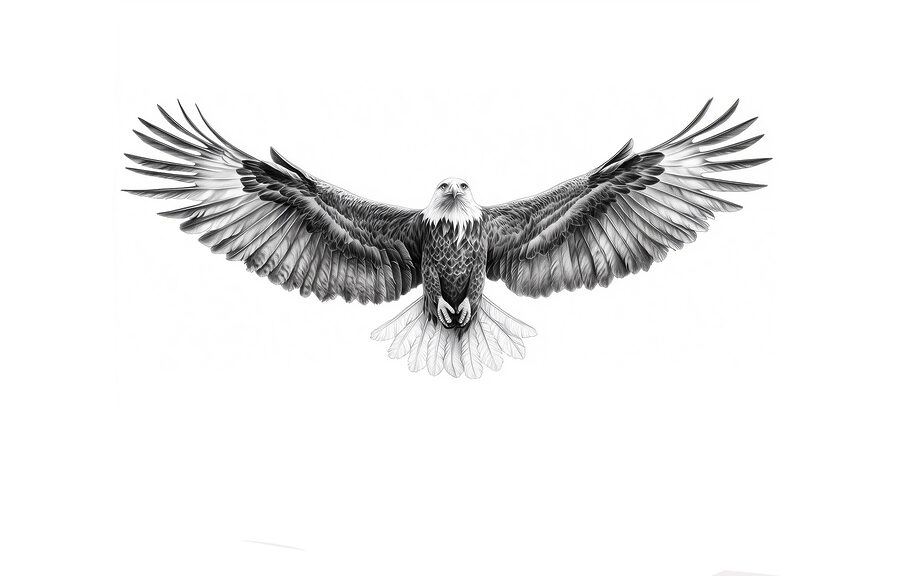 Wall murals Black and white image of a bird flying - Image 6