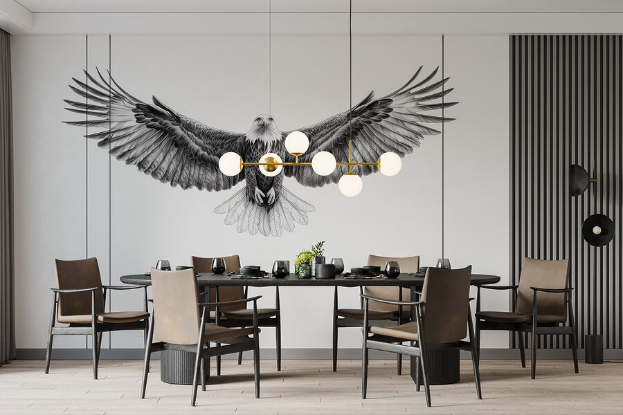 Wall murals Black and white image of a bird flying - Image 5