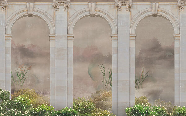 Stone archways with plants and bushes Stone archways with plants and bushes