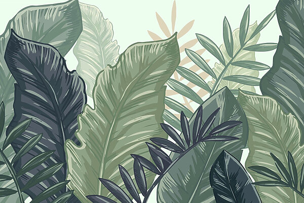 Lush leaves creating a tranquil backdrop Lush leaves creating a tranquil backdrop