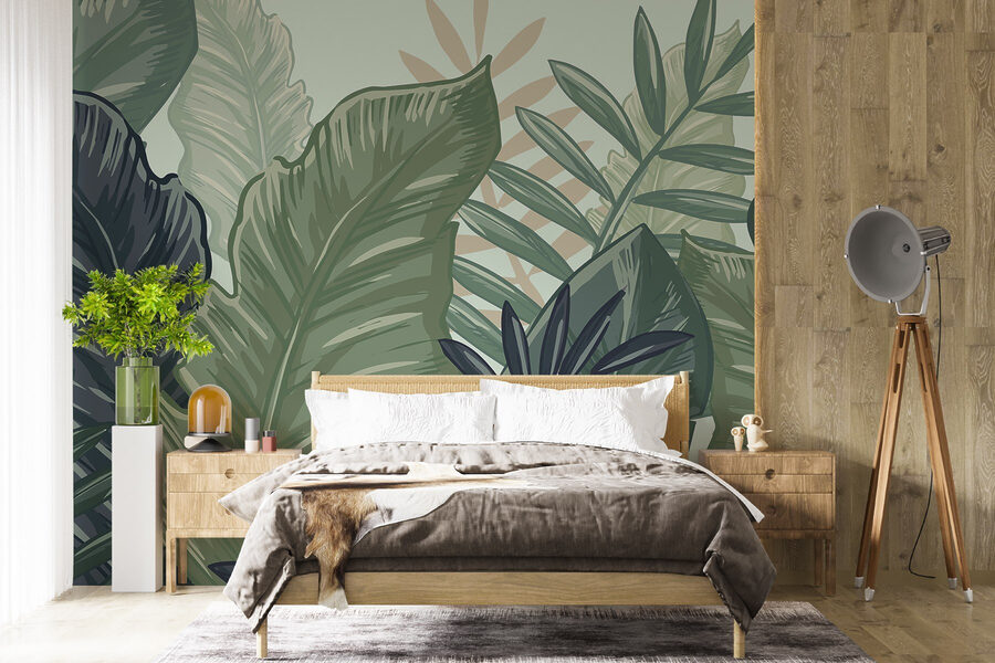 Lush leaves creating a tranquil backdrop Lush leaves creating a tranquil backdrop