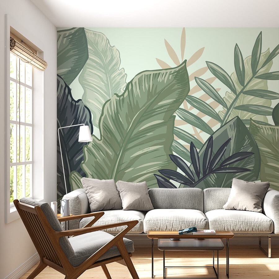 Lush leaves creating a tranquil backdrop Lush leaves creating a tranquil backdrop