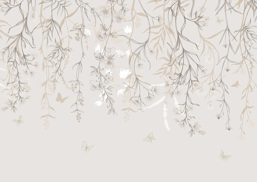 Delicate blooms cascade from above.
