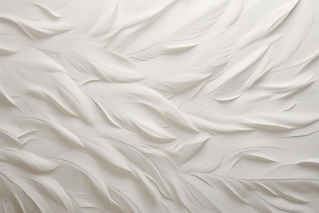 White feather pattern on a white surface White feather pattern on a white surface