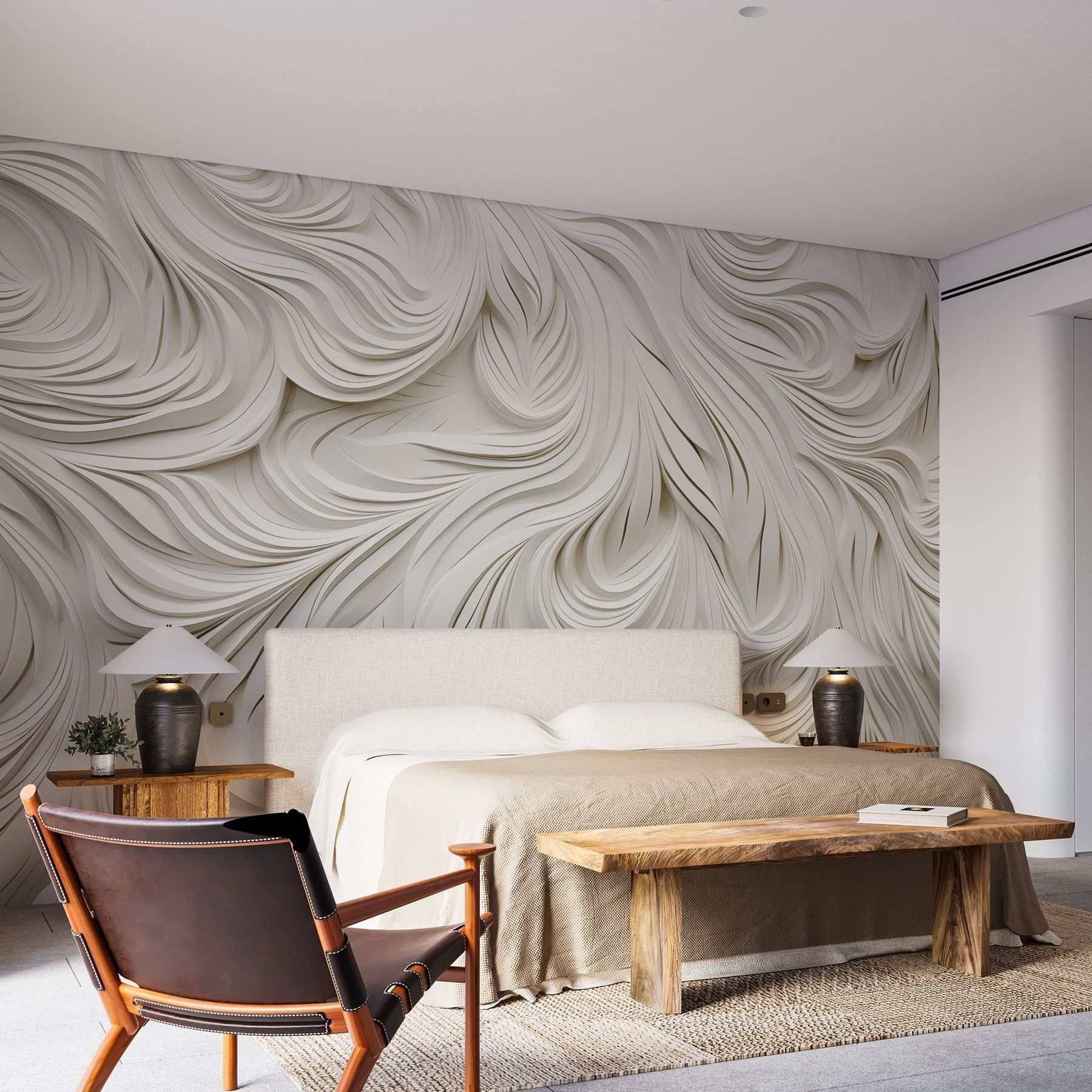 White paper cutout with wavy lines