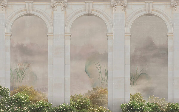 Wallpaper with a stone archway and plants Wallpaper with a stone archway and plants