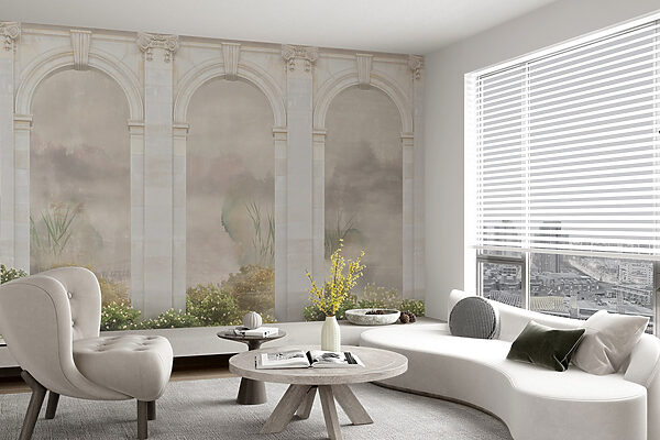 Wallpaper with a stone archway and plants Wallpaper with a stone archway and plants