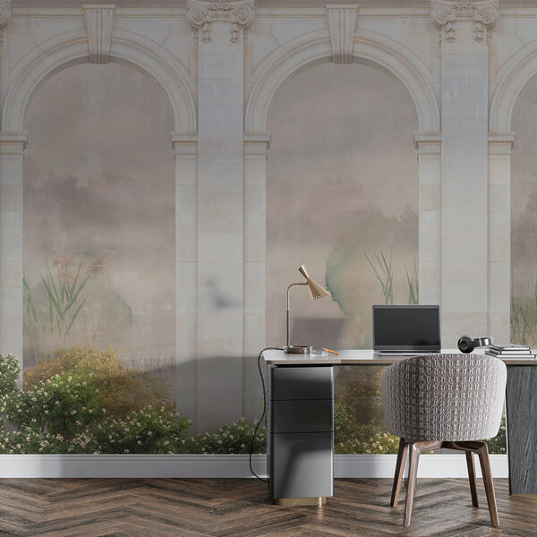 Wallpaper with a stone archway and plants Wallpaper with a stone archway and plants