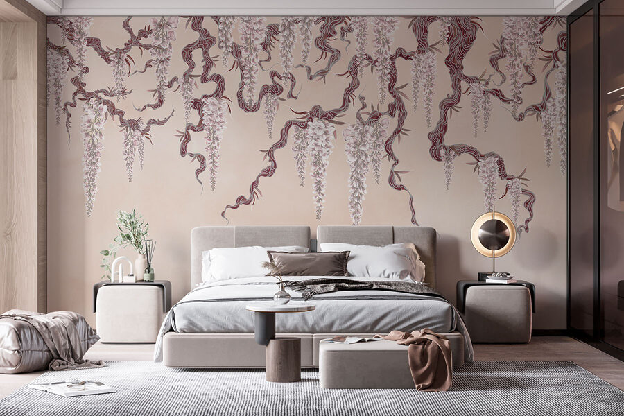 Wall murals Painting of a tree with flowers