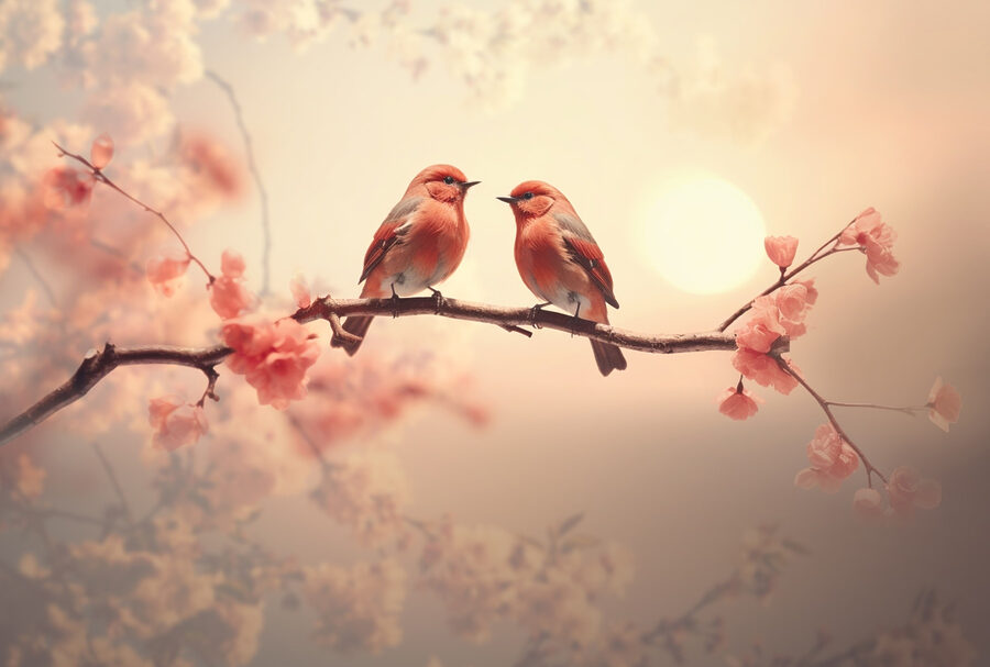 Two birds on a branch