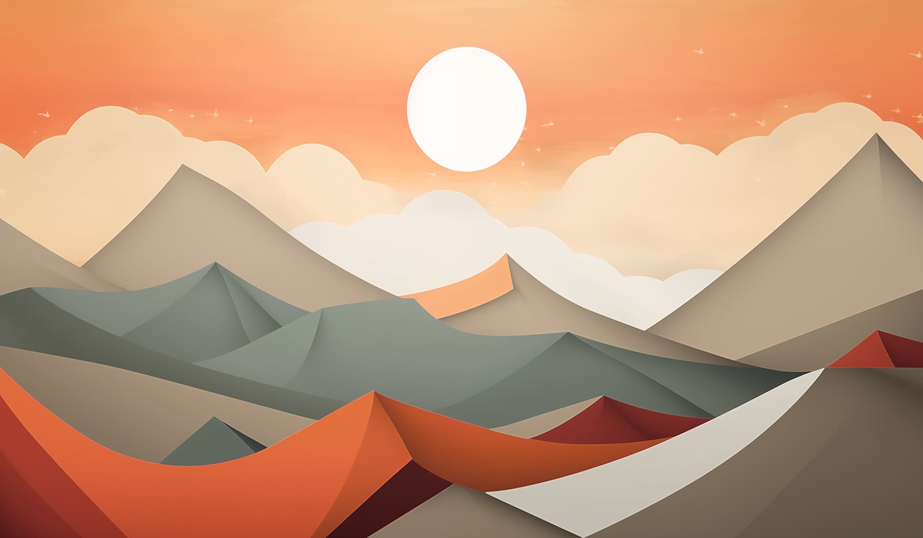 Mountain range with orange and grey hills Mountain range with orange and grey hills