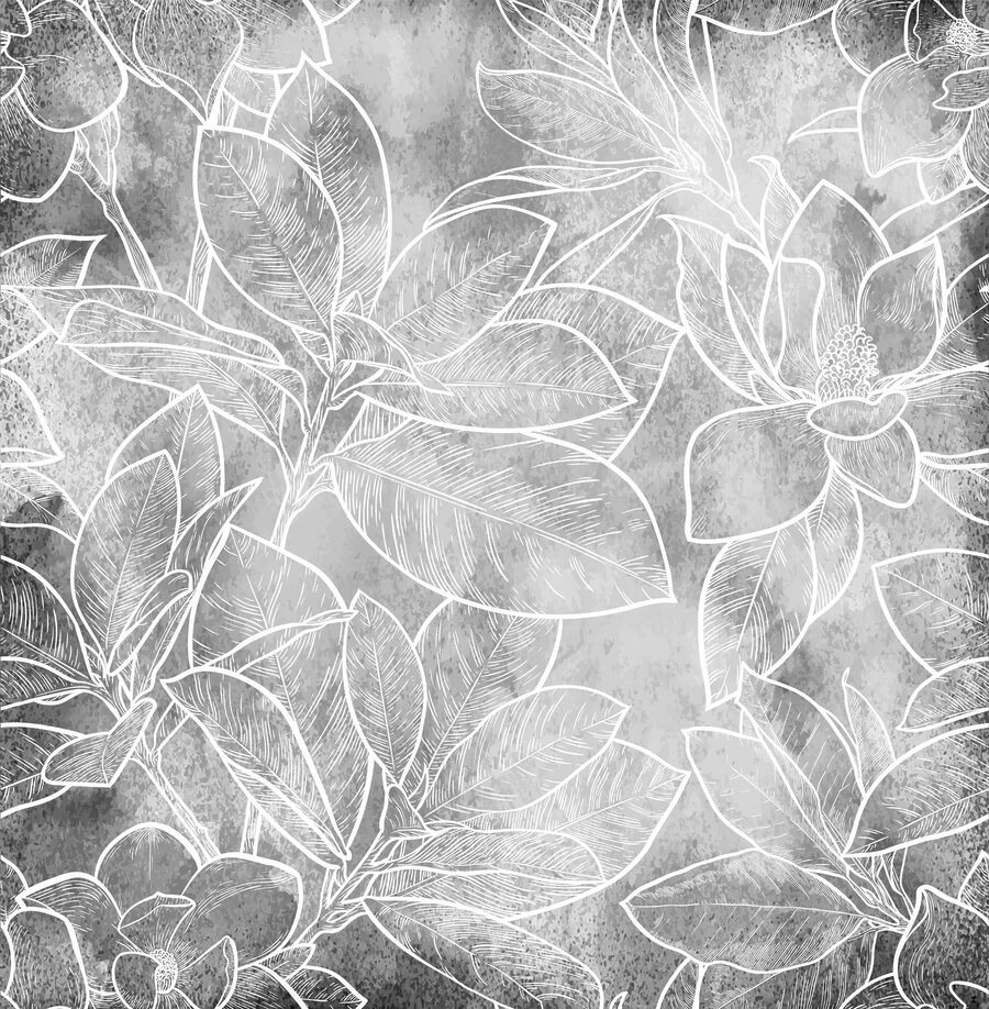 White line drawing of flowers