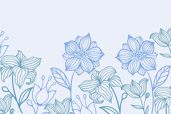 Line of flowers with leaves Line of flowers with leaves