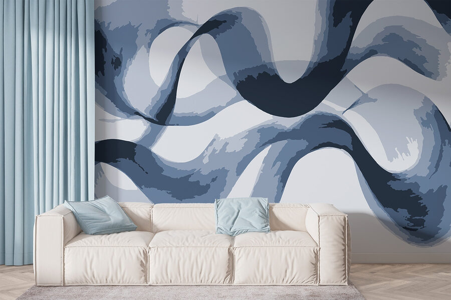 Wall murals Blue and white swirls