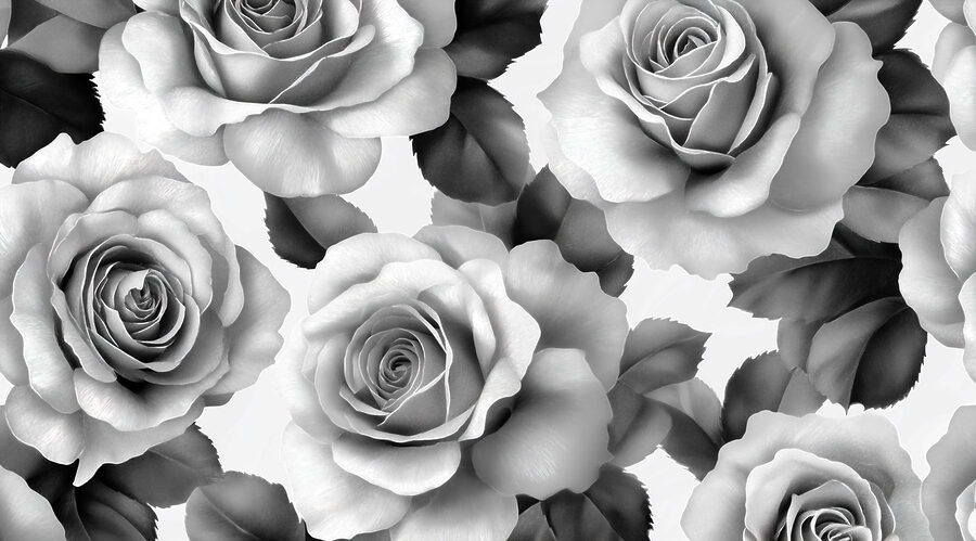 Group of roses with leaves