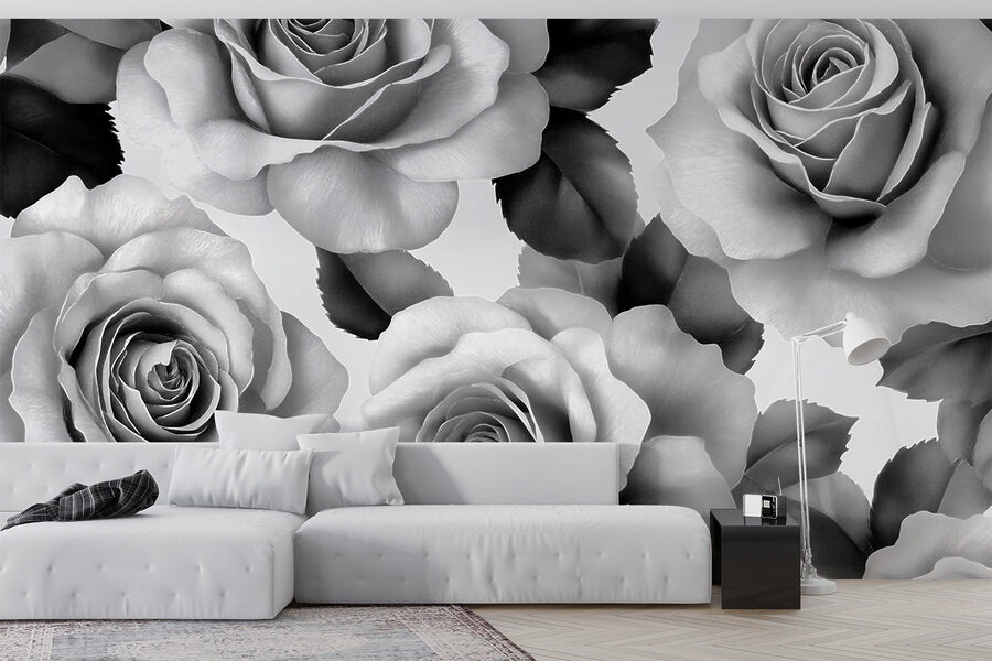 Group of roses with leaves