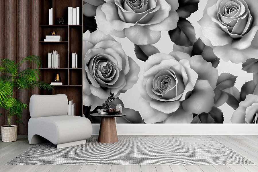 Group of roses with leaves