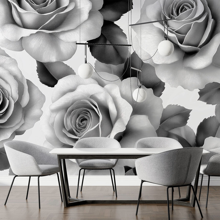 Group of roses with leaves