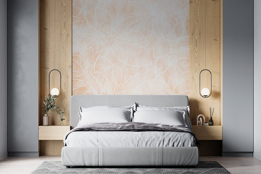 White line drawing of flowers