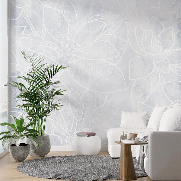 White floral pattern on a white background White floral pattern on a white background