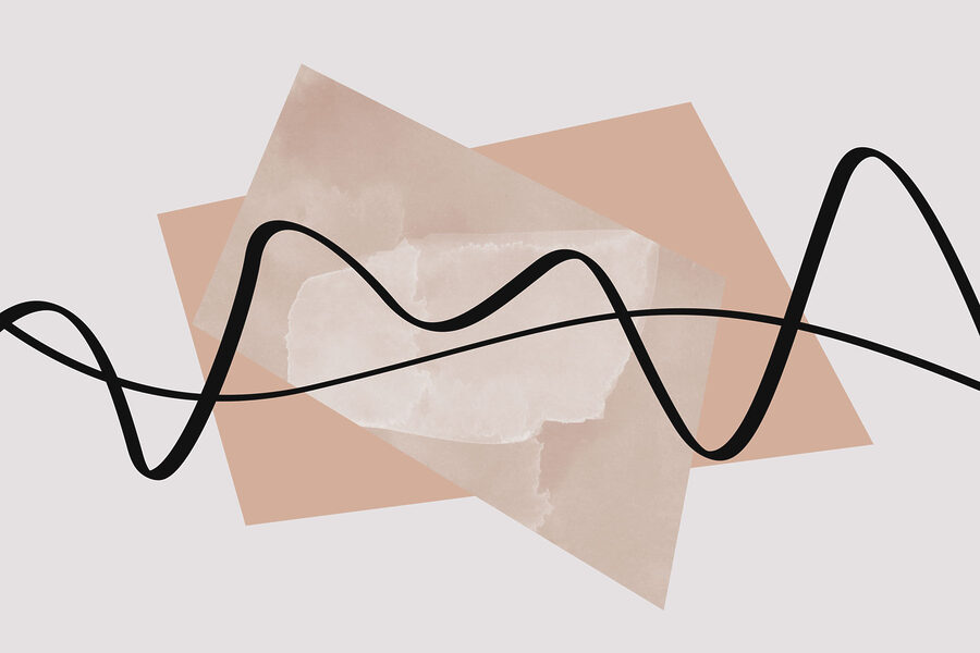 Black line on a pink and white background