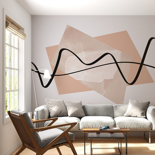 Black line on a pink and white background Black line on a pink and white background