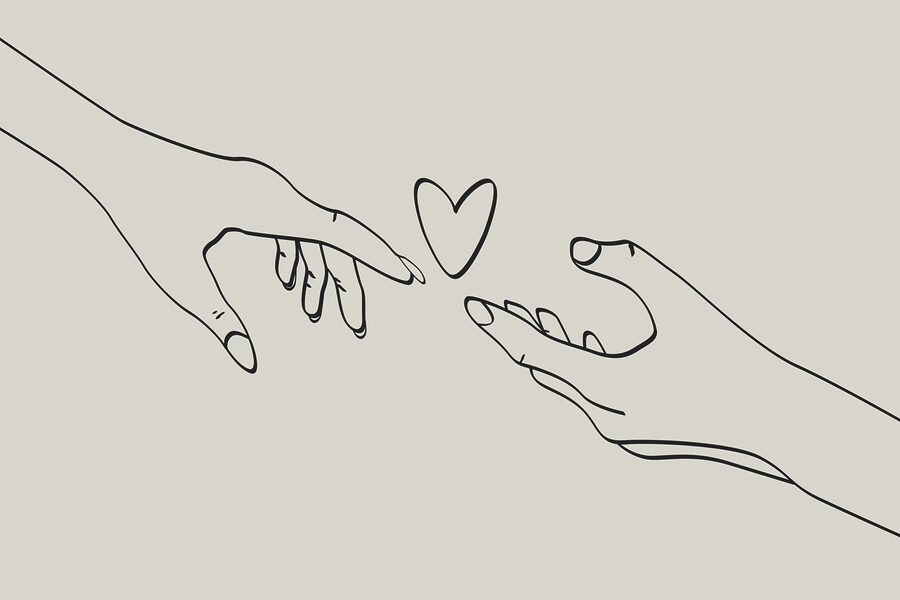 Wall murals Drawing of two hands touching a heart - Image 3