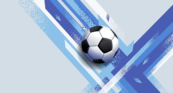 Football ball on a blue and white background Football ball on a blue and white background