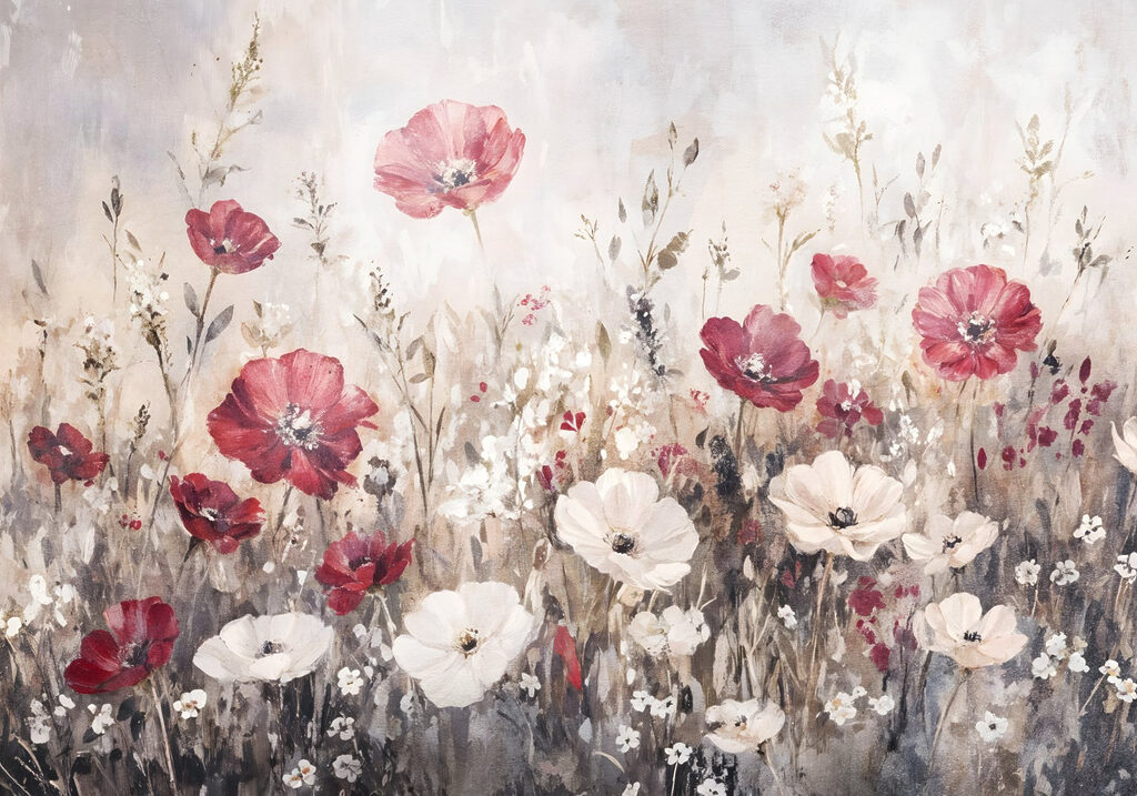 Painting of flowers in a field Painting of flowers in a field