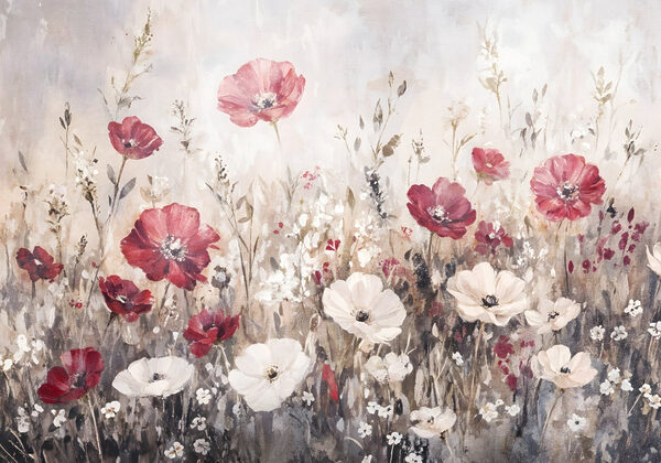 Painting of flowers in a field Painting of flowers in a field