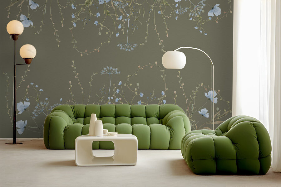 Pattern of flowers and plants