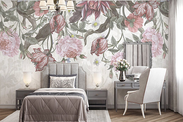 Wall murals Delicate blooms in soft hues (SKU: w08435) Wall murals Wall murals Delicate blooms in soft hues (SKU: w08435)