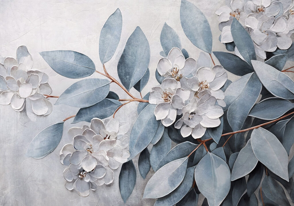 Painting of flowers and leaves w08437p 1024x717 - Painting of flowers and leaves