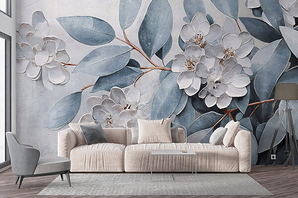Painting of flowers and leaves w08437pig50mr 600x400 - Painting of flowers and leaves