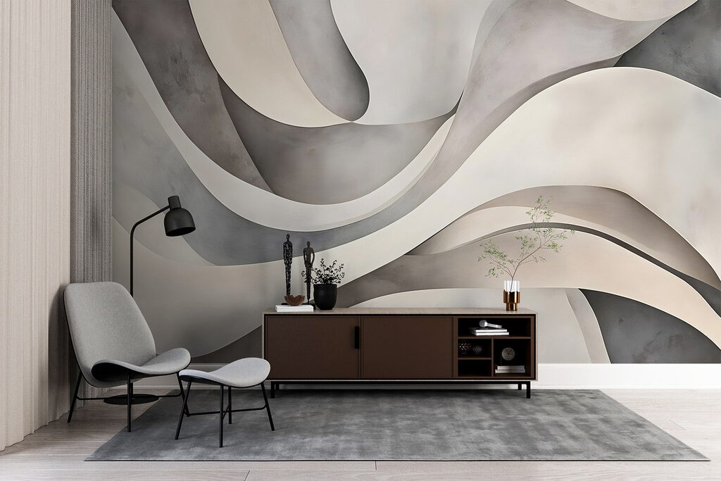 White and grey wavy shapes White and grey wavy shapes