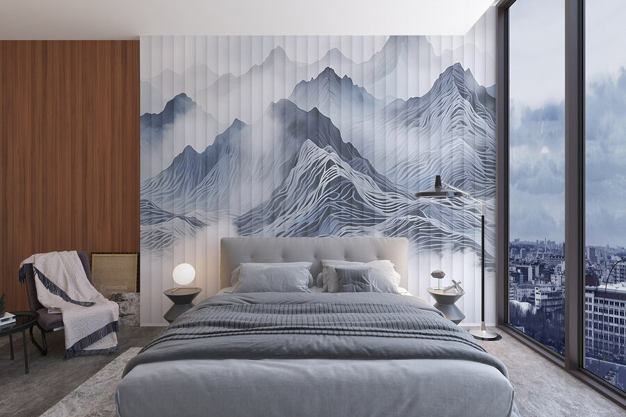 Mountain range with clouds
