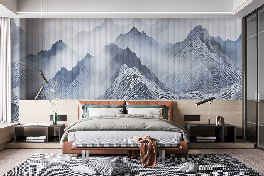 Mountain range with clouds