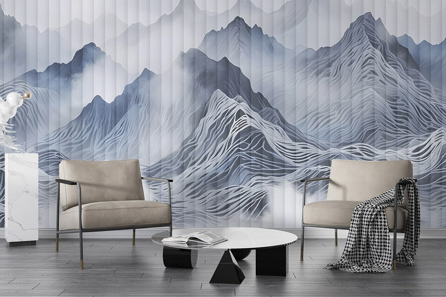 Mountain range with clouds