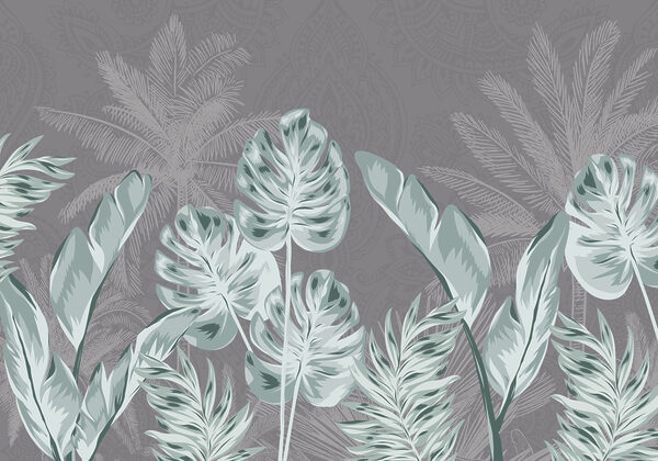 – Tropical leaves on a subtle background – Tropical leaves on a subtle background