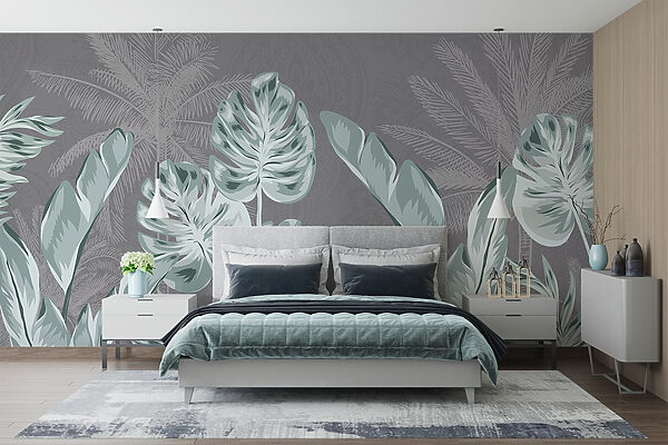– Tropical leaves on a subtle background – Tropical leaves on a subtle background