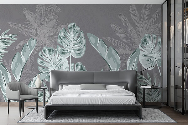 – Tropical leaves on a subtle background – Tropical leaves on a subtle background