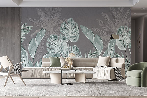 – Tropical leaves on a subtle background – Tropical leaves on a subtle background