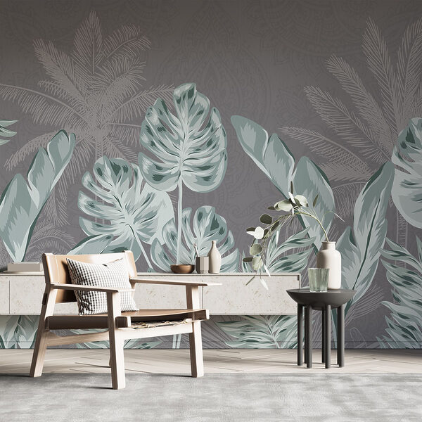 – Tropical leaves on a subtle background – Tropical leaves on a subtle background
