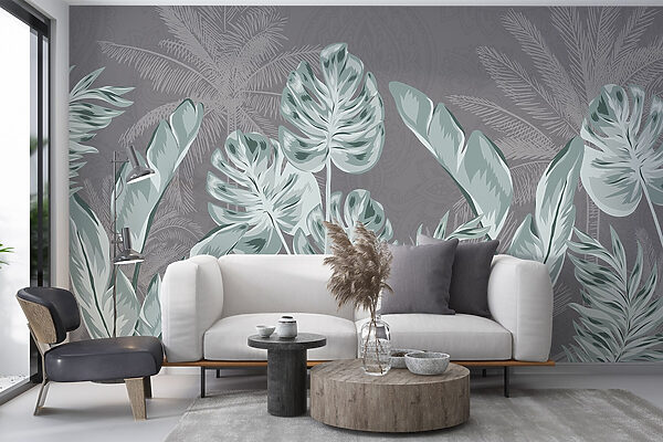 – Tropical leaves on a subtle background – Tropical leaves on a subtle background