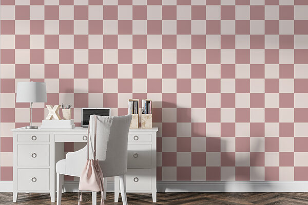 Checkered pattern with pink squares Checkered pattern with pink squares