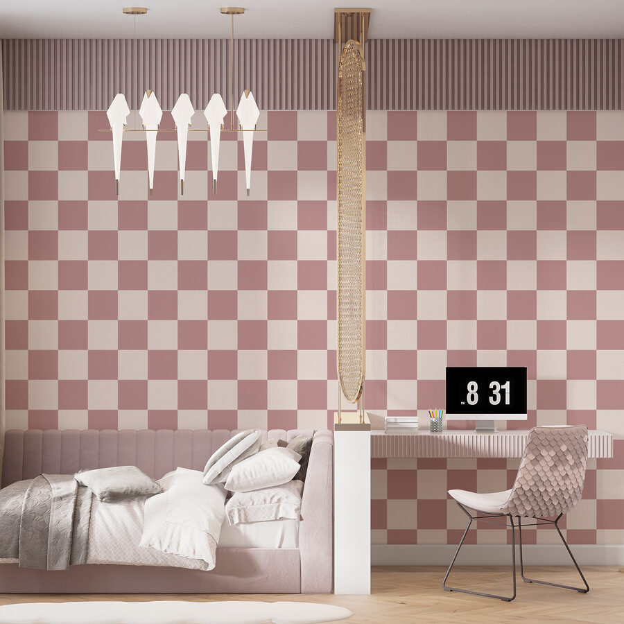 Checkered pattern with pink squares