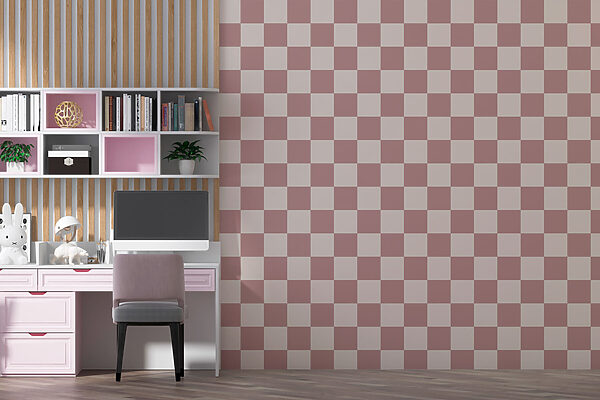 Checkered pattern with pink squares Checkered pattern with pink squares