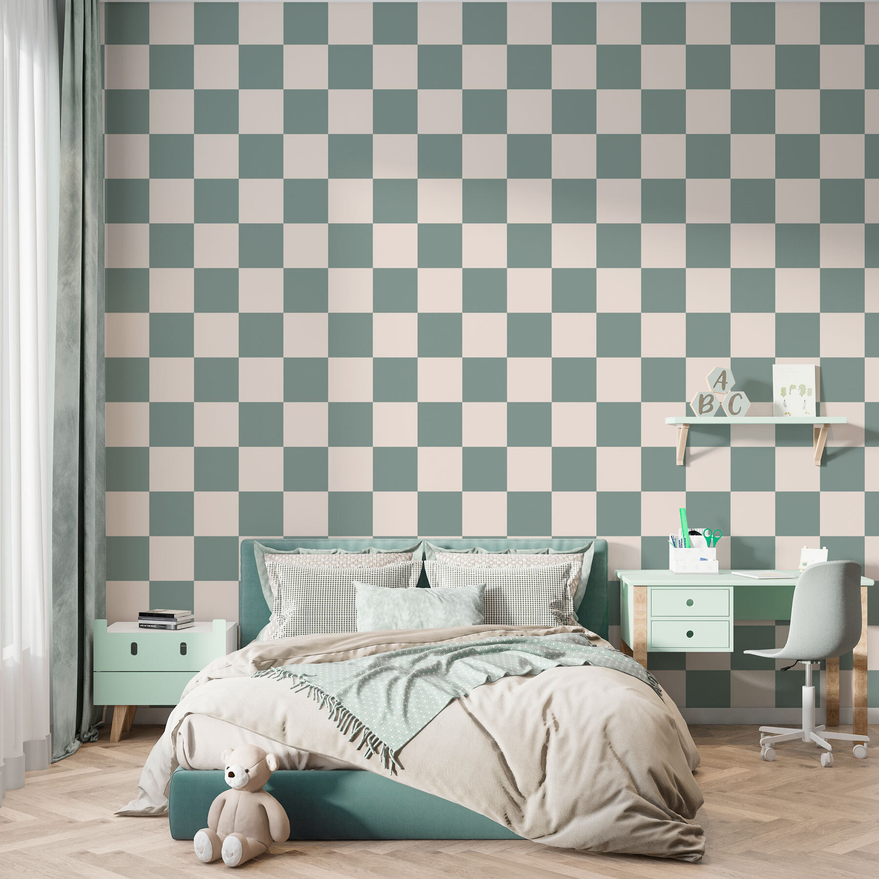 Pattern of squares on a table